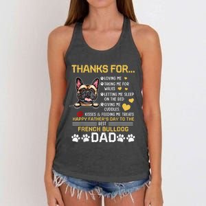 Best French Bulldog Dog Dad Lover Happy Fathers Day Women's Knotted Racerback Tank