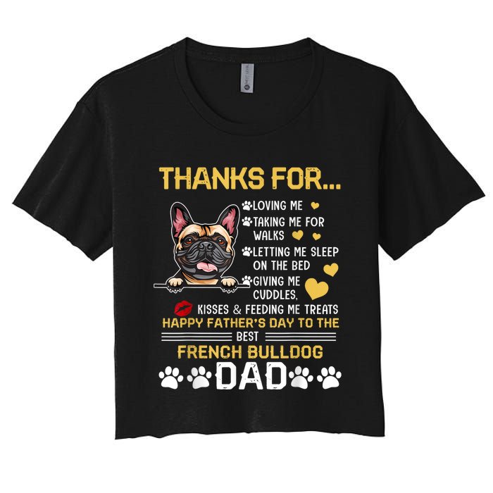 Best French Bulldog Dog Dad Lover Happy Fathers Day Women's Crop Top Tee