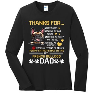 Best French Bulldog Dog Dad Lover Happy Fathers Day Ladies Long Sleeve Shirt