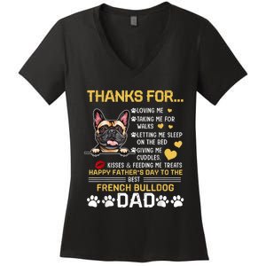 Best French Bulldog Dog Dad Lover Happy Fathers Day Women's V-Neck T-Shirt