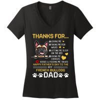 Best French Bulldog Dog Dad Lover Happy Fathers Day Women's V-Neck T-Shirt