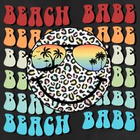 Beach Funny Babe Summer Retro Vacation Beach And Summer Leopard 7 Panel Mesh Trucker Snapback Hat