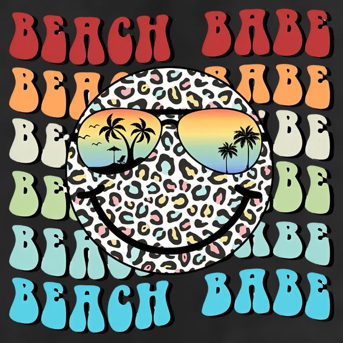 Beach Funny Babe Summer Retro Vacation Beach And Summer Leopard 7 Panel Mesh Trucker Snapback Hat