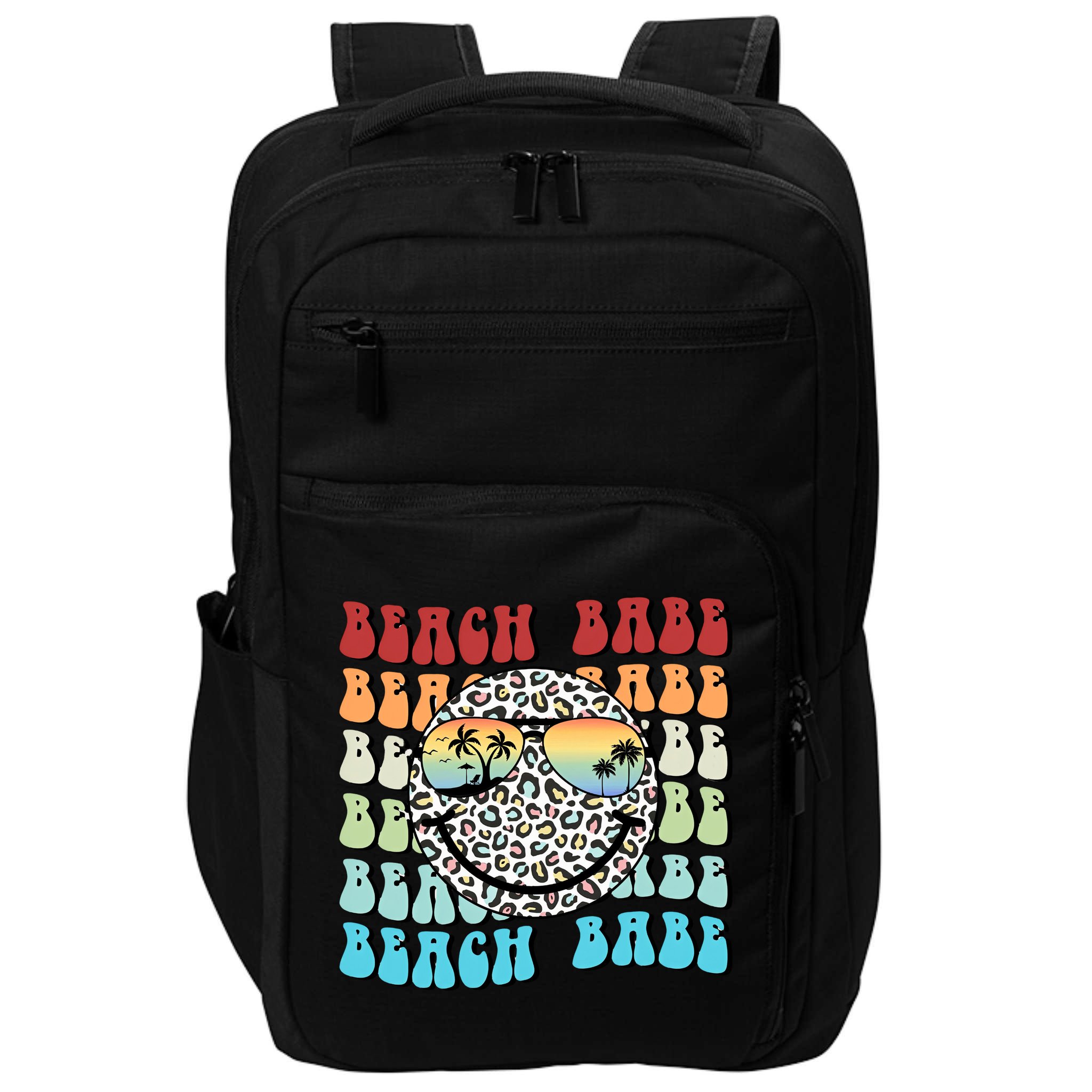 Beach Funny Babe Summer Retro Vacation Beach And Summer Leopard Impact Tech Backpack