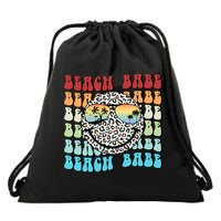 Beach Funny Babe Summer Retro Vacation Beach And Summer Leopard Drawstring Bag