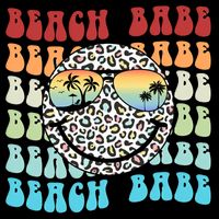 Beach Funny Babe Summer Retro Vacation Beach And Summer Leopard Drawstring Bag