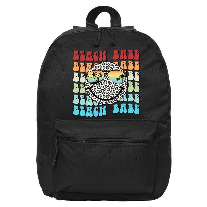 Beach Funny Babe Summer Retro Vacation Beach And Summer Leopard 16 in Basic Backpack