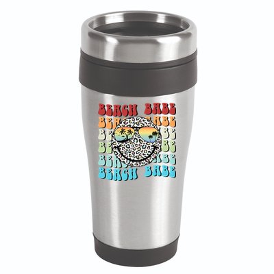 Beach Funny Babe Summer Retro Vacation Beach And Summer Leopard 16oz Travel Tumbler