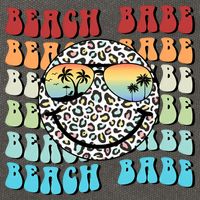 Beach Funny Babe Summer Retro Vacation Beach And Summer Leopard Cotton Canvas Backpack