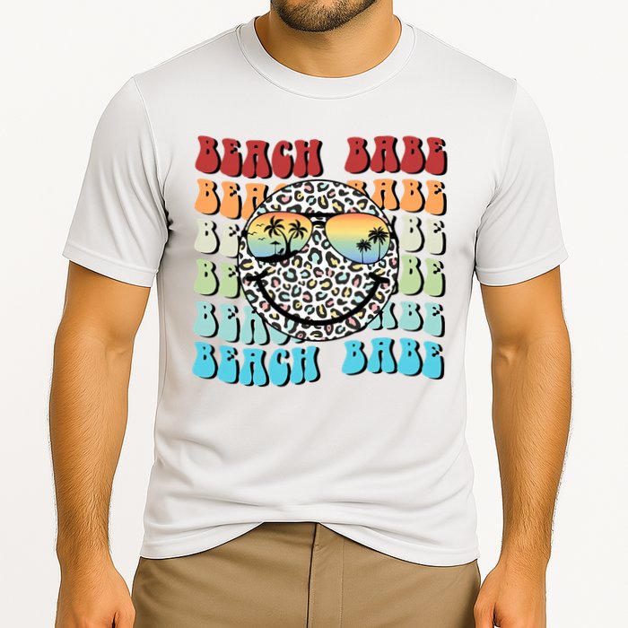 Beach Funny Babe Summer Retro Vacation Beach And Summer Leopard Cooling Performance Crew T-Shirt