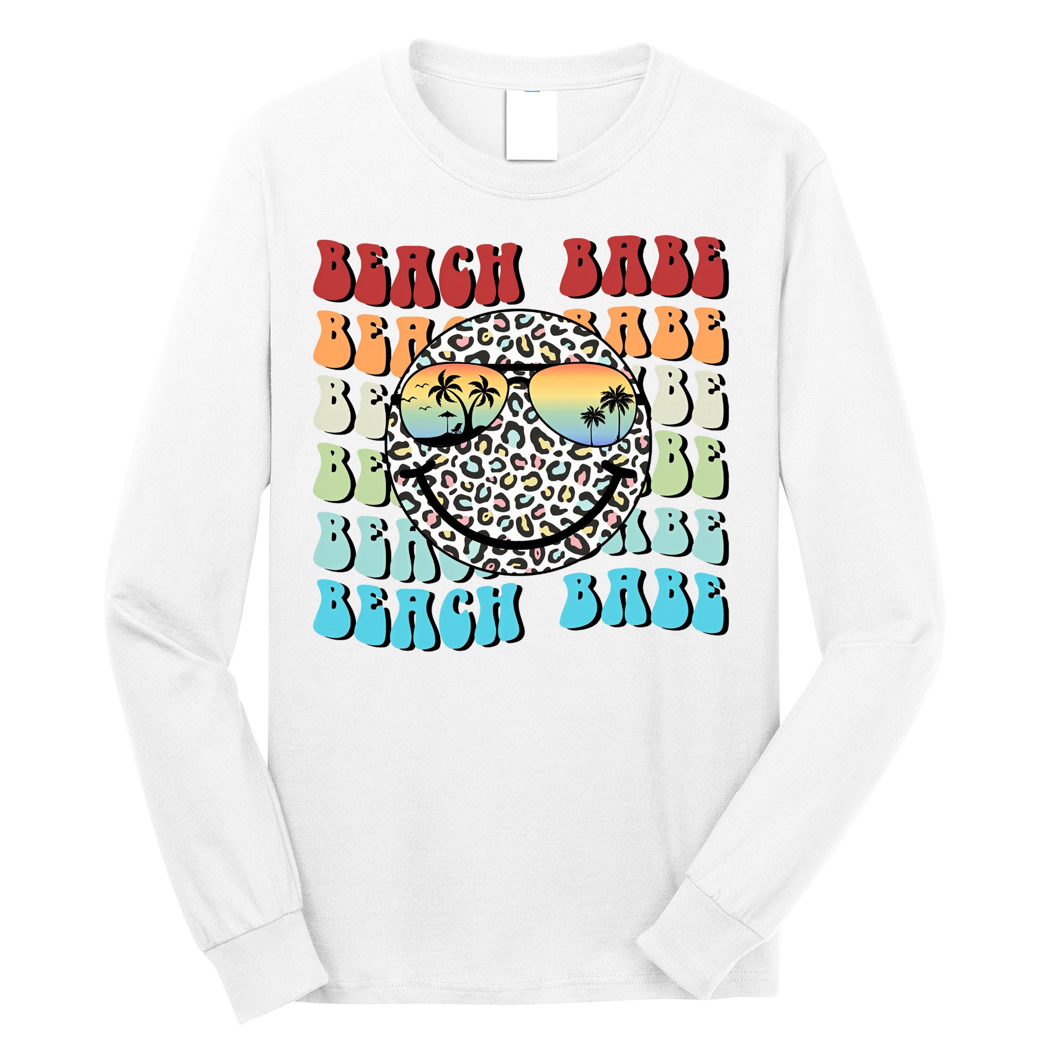 Beach Funny Babe Summer Retro Vacation Beach And Summer Leopard Long Sleeve Shirt