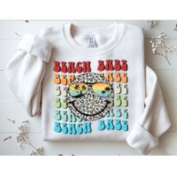 Beach Funny Babe Summer Retro Vacation Beach And Summer Leopard Sweatshirt
