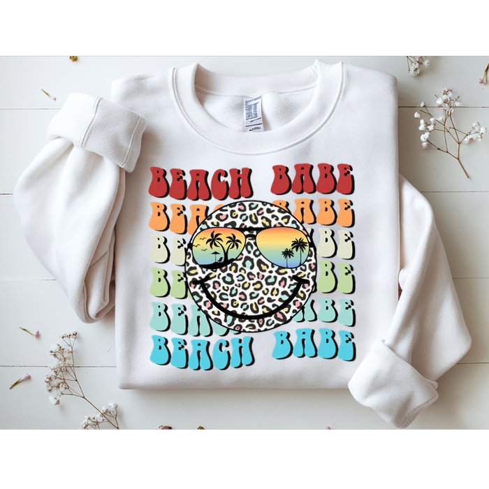 Beach Funny Babe Summer Retro Vacation Beach And Summer Leopard Sweatshirt