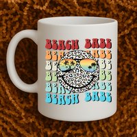 Beach Funny Babe Summer Retro Vacation Beach And Summer Leopard Mug