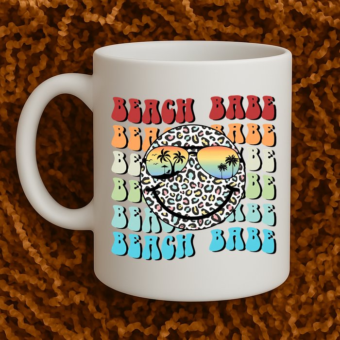 Beach Funny Babe Summer Retro Vacation Beach And Summer Leopard Mug