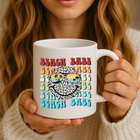 Beach Funny Babe Summer Retro Vacation Beach And Summer Leopard Mug
