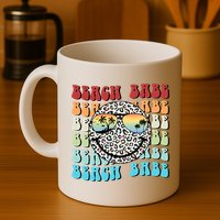 Beach Funny Babe Summer Retro Vacation Beach And Summer Leopard Mug