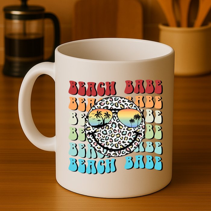 Beach Funny Babe Summer Retro Vacation Beach And Summer Leopard Mug
