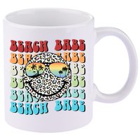 Beach Funny Babe Summer Retro Vacation Beach And Summer Leopard 11oz C Handle Ceramic Mug