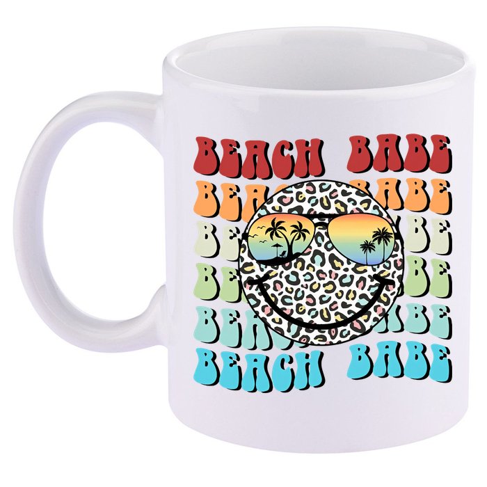 Beach Funny Babe Summer Retro Vacation Beach And Summer Leopard 11oz C Handle Ceramic Mug