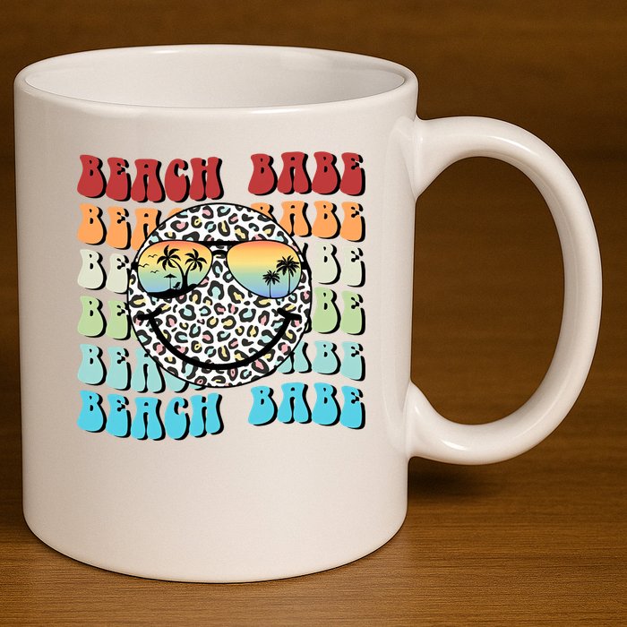 Beach Funny Babe Summer Retro Vacation Beach And Summer Leopard 11oz C Handle Ceramic Mug