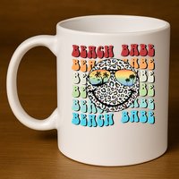 Beach Funny Babe Summer Retro Vacation Beach And Summer Leopard 11oz C Handle Ceramic Mug