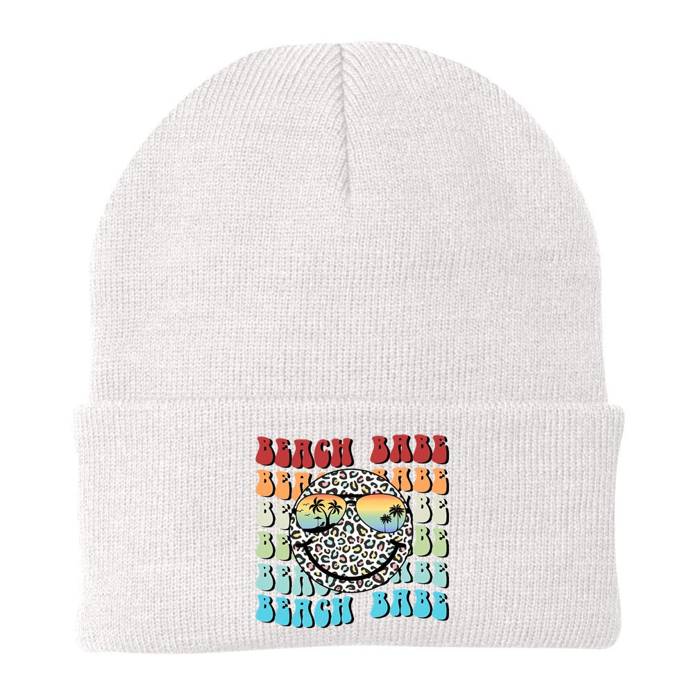 Beach Funny Babe Summer Retro Vacation Beach And Summer Leopard Beanie