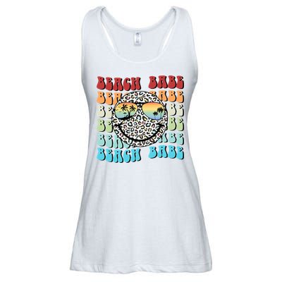 Beach Funny Babe Summer Retro Vacation Beach And Summer Leopard Ladies Essential Flowy Tank