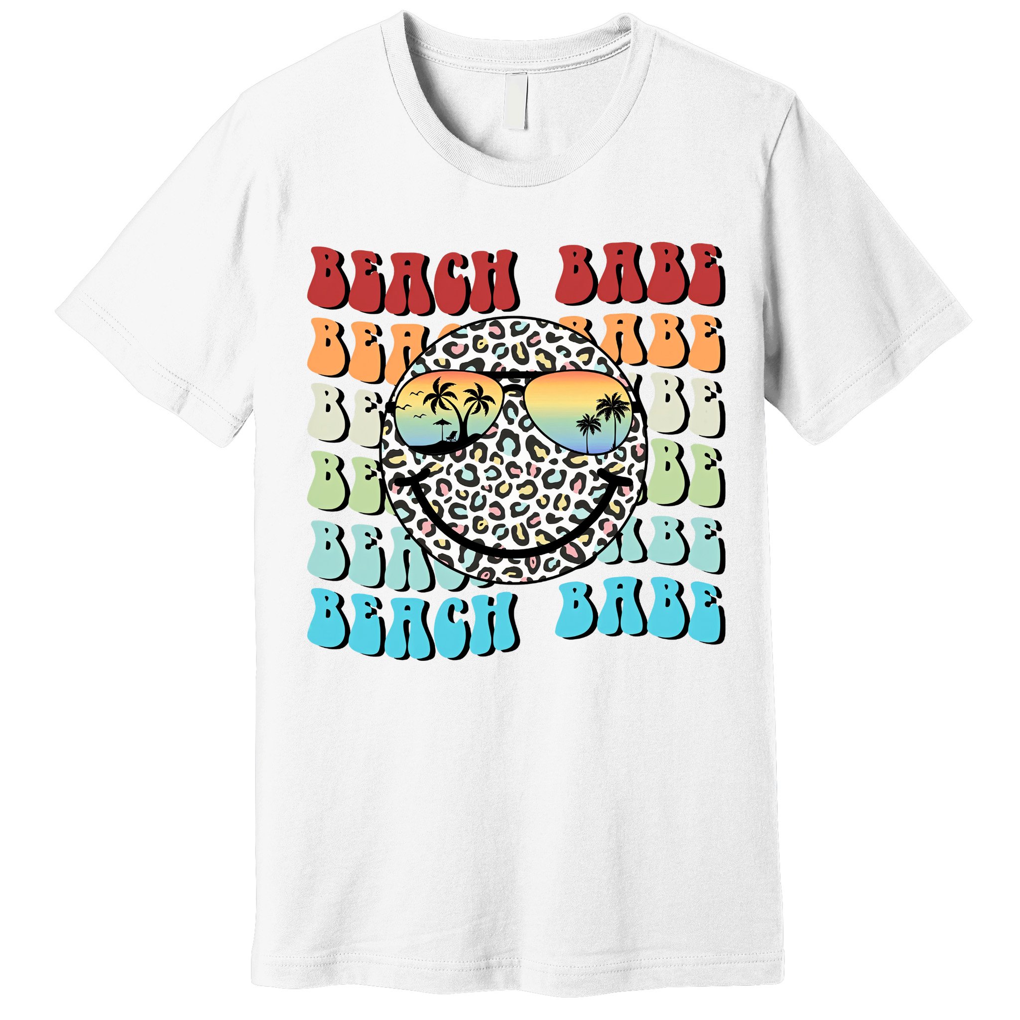 Beach Funny Babe Summer Retro Vacation Beach And Summer Leopard Premium T-Shirt