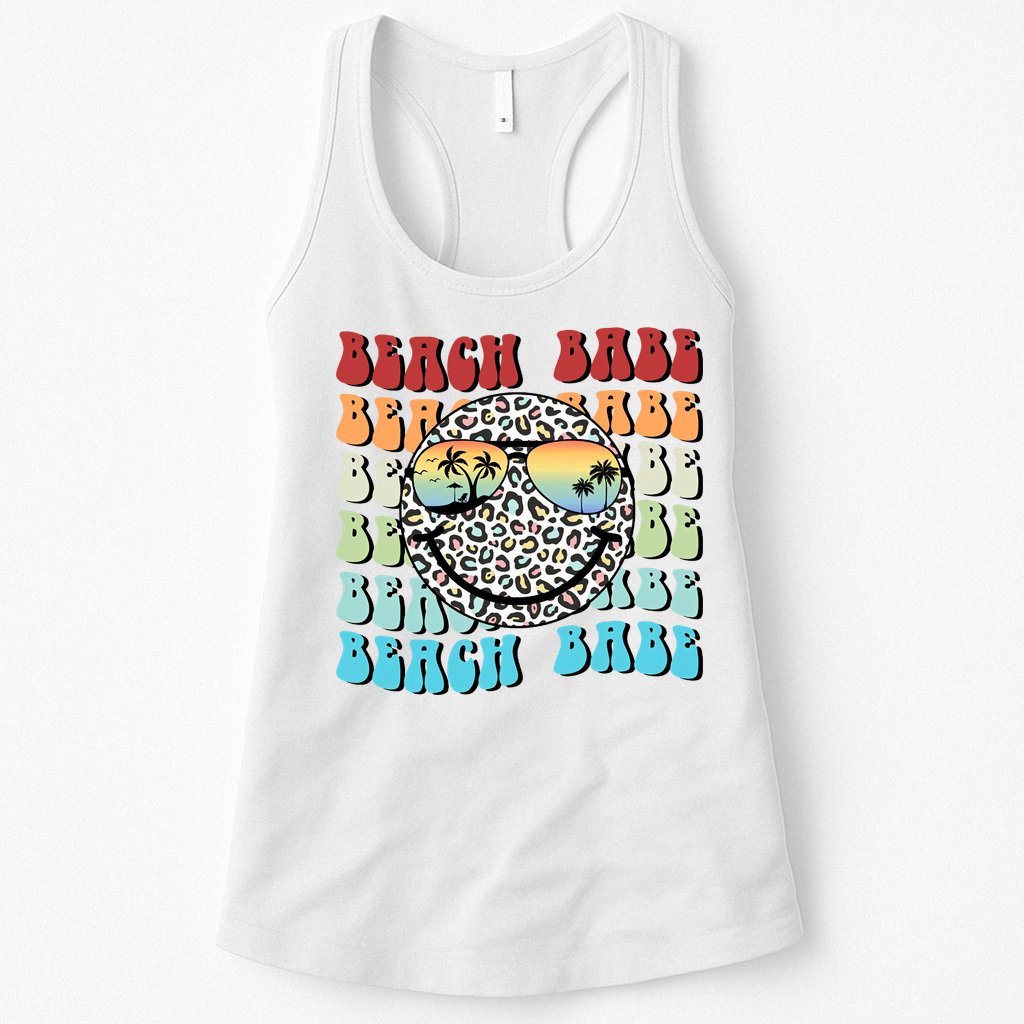 Beach Funny Babe Summer Retro Vacation Beach And Summer Leopard Womens Tank Top