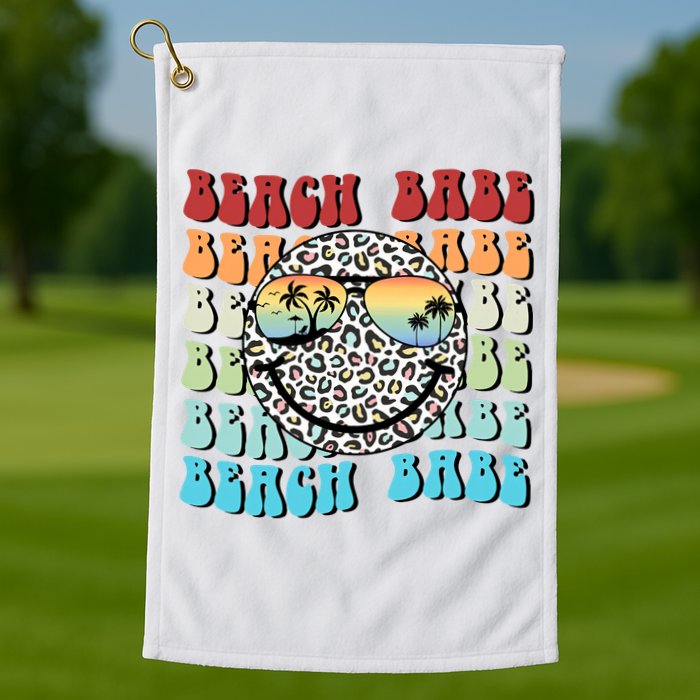 Beach Funny Babe Summer Retro Vacation Beach And Summer Leopard Golf Towel