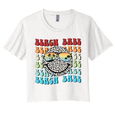 Beach Funny Babe Summer Retro Vacation Beach And Summer Leopard Crop Top