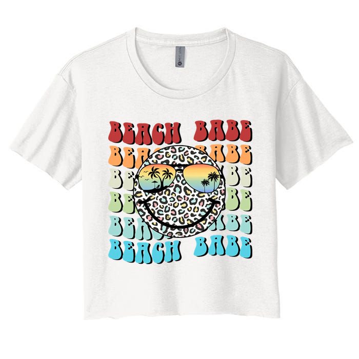 Beach Funny Babe Summer Retro Vacation Beach And Summer Leopard Crop Top