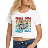 Beach Funny Babe Summer Retro Vacation Beach And Summer Leopard Crop Top