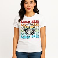 Beach Funny Babe Summer Retro Vacation Beach And Summer Leopard Womens T-Shirt