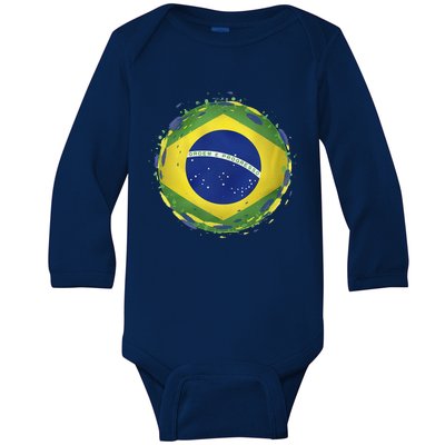 Brazil Flag Baby Long Sleeve Bodysuit