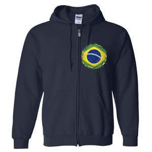 Brazil Flag Full Zip Hoodie