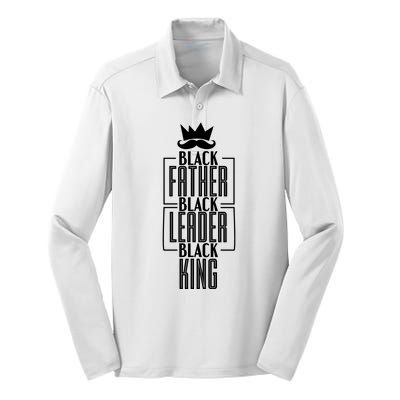 Black Father Black Leader Black King Gift Silk Touch Performance Long Sleeve Polo