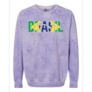 Brasil Flag Brazilian Soccer Fan Colorblast Crewneck Sweatshirt