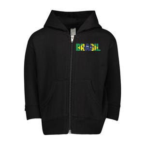 Brasil Flag Brazilian Soccer Fan Toddler Zip Fleece Hoodie