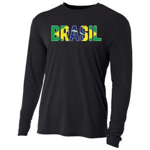 Brasil Flag Brazilian Soccer Fan Cooling Performance Long Sleeve Crew