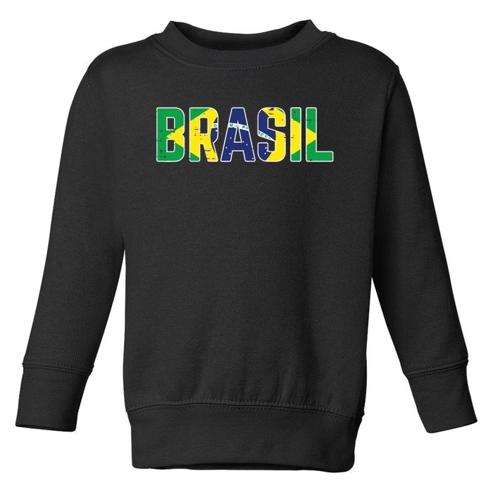 Brasil Flag Brazilian Soccer Fan Toddler Sweatshirt