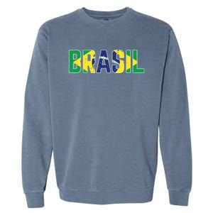 Brasil Flag Brazilian Soccer Fan Garment-Dyed Sweatshirt