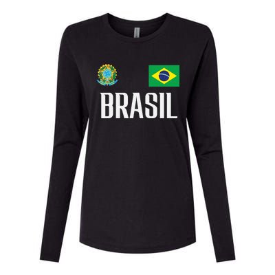 Brasil Flag Brazil Football Soccer Fan Womens Cotton Relaxed Long Sleeve T-Shirt