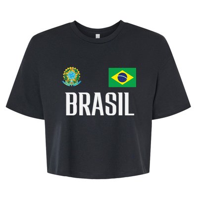 Brasil Flag Brazil Football Soccer Fan Bella+Canvas Jersey Crop Tee