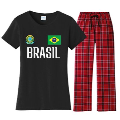 Brasil Flag Brazil Football Soccer Fan Women's Flannel Pajama Set