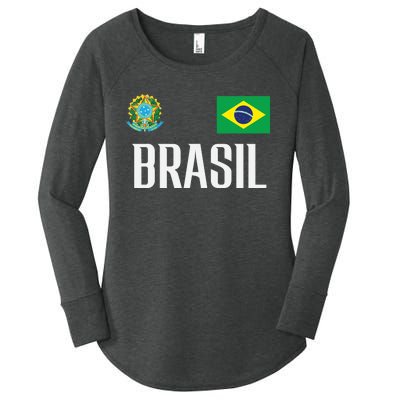 Brasil Flag Brazil Football Soccer Fan Women's Perfect Tri Tunic Long Sleeve Shirt