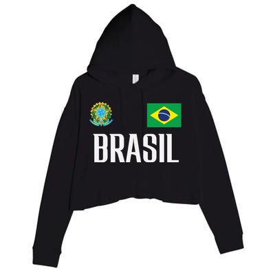 Brasil Flag Brazil Football Soccer Fan Crop Fleece Hoodie