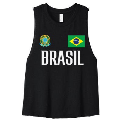 Brasil Flag Brazil Football Soccer Fan Women's Racerback Cropped Tank