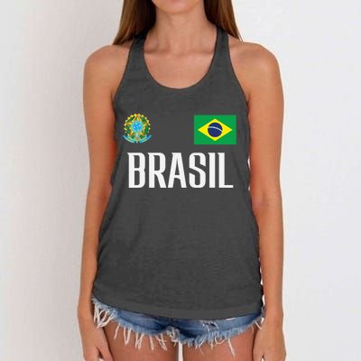 Brasil Flag Brazil Football Soccer Fan Women's Knotted Racerback Tank